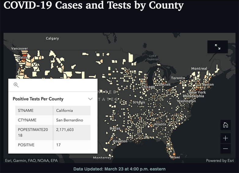 COVID-19 Cases and Test by County Map